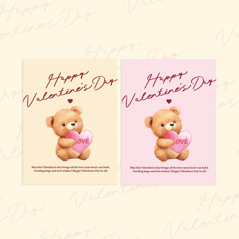 【情人節 萬用小卡】Valentine's Day 熊熊小卡 - 卡片/明信片 - 紙 多色