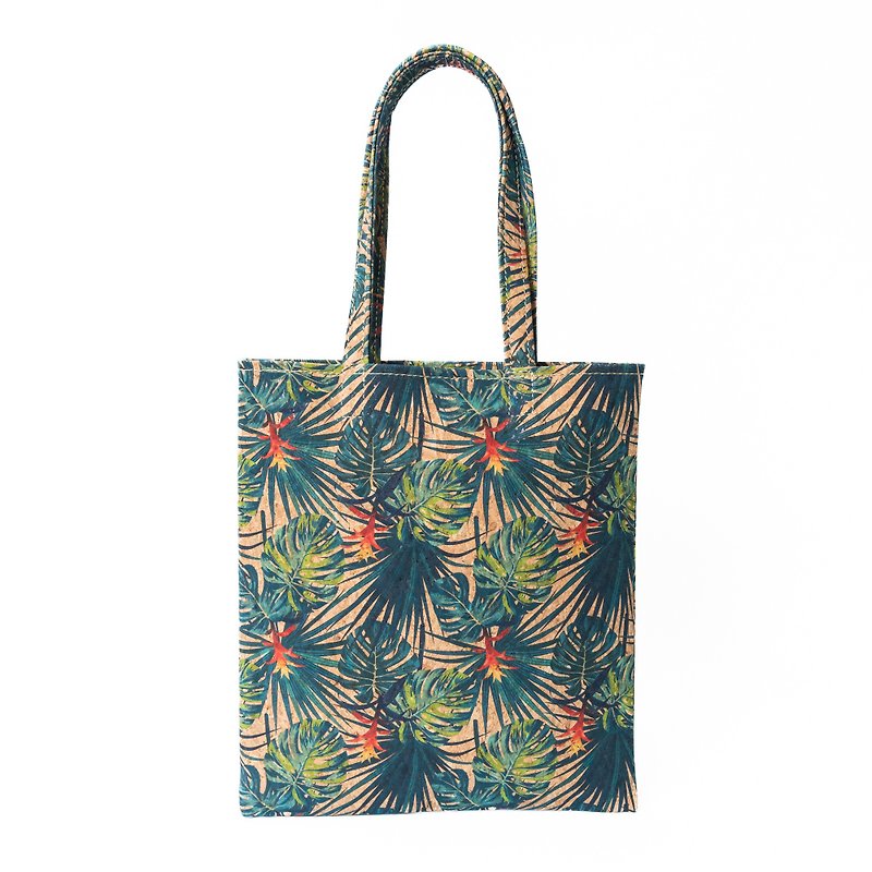 Cork leather A4 tote bag (palm leaf) - Handbags & Totes - Eco-Friendly Materials Multicolor