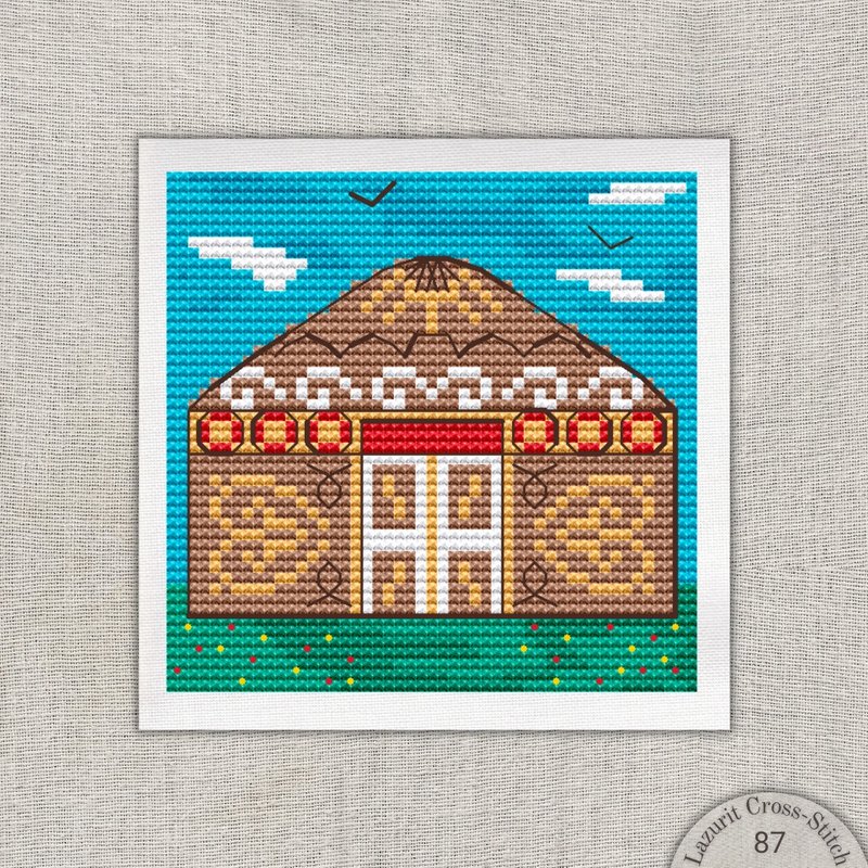 Yurt.  Cross stitch pattern - Logo 設計/圖案設計 - 其他材質 