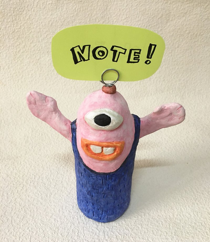 A photo & note clipping handcraft doll / Mr. One eye monster no.2 - 擺飾/家飾品 - 環保材質 藍色