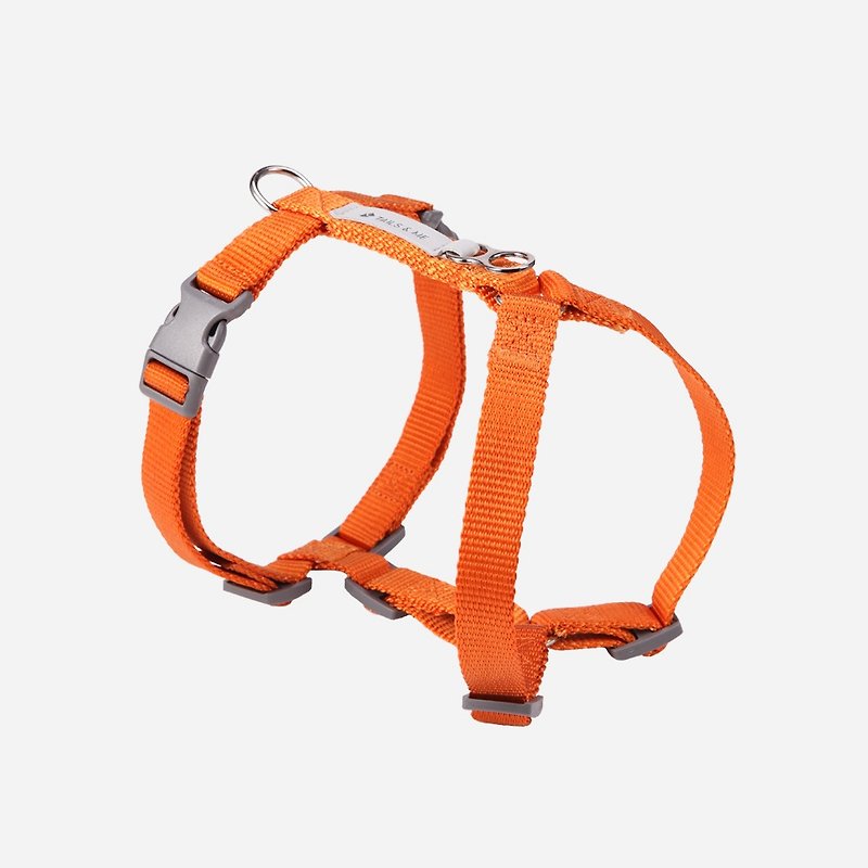 [Tail and me] Classic nylon belt with chest strap warm orange M - ปลอกคอ - ไนลอน 