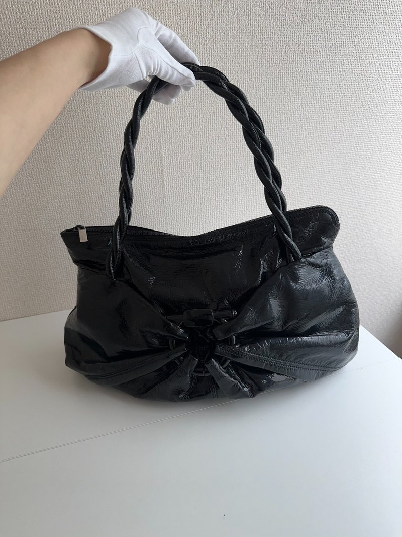 中古包 Ferragamo菲拉格慕 Gancini 黑色單肩包 - 手提包/手提袋 - 真皮 黑色