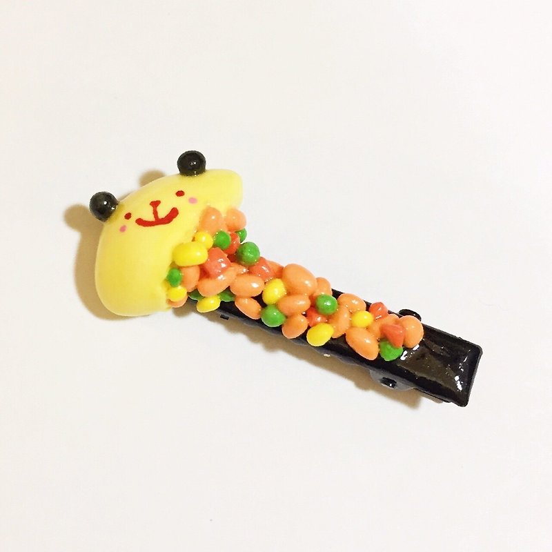 QQ Panda Bear Omelet Fried Rice Hairpin ((Randomly Give Mystery Gifts When Over 600)) - Hair Accessories - Clay Multicolor