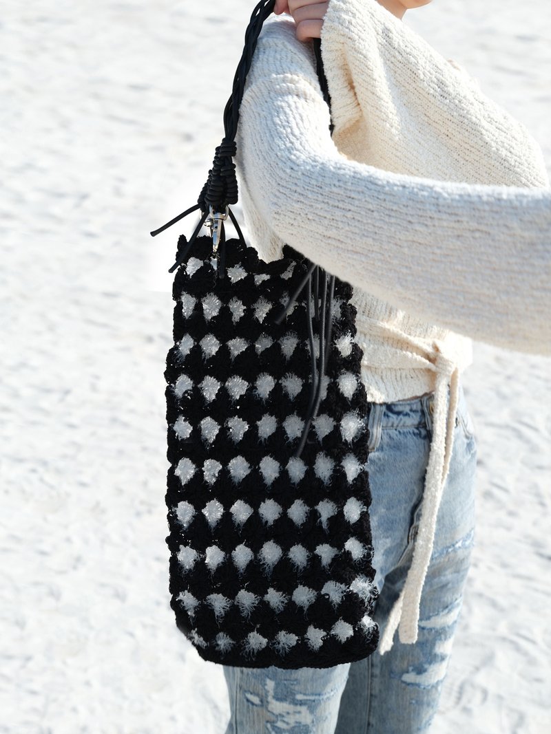 The Fish That Slipped Through the Net Hand-woven Diamond-shaped Bag - Handbags & Totes - Other Materials Black