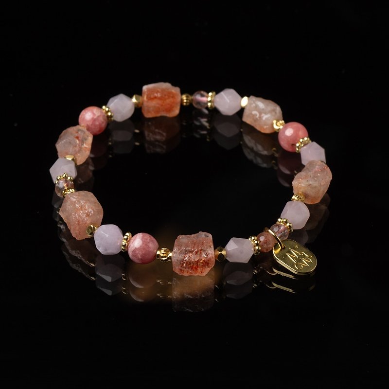 Coral Warm Sun//C1255 Sunstone Rose Quartz Bracelet - Bracelets - Gemstone 