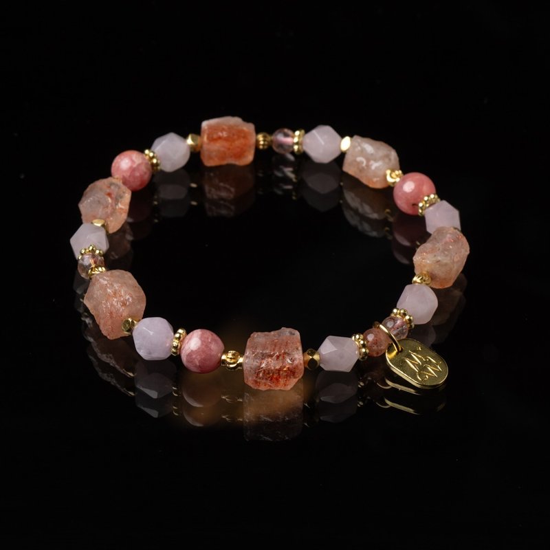 Coral Warm Sun//C1255 Sunstone Rose Quartz Bracelet - สร้อยข้อมือ - เครื่องเพชรพลอย 