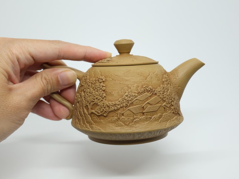 carved pot - ถ้วย - ดินเผา สีนำ้ตาล