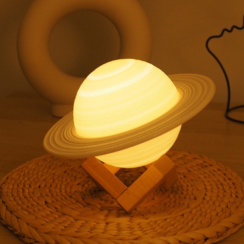 Self-contained halo Saturn night light - โคมไฟ - พลาสติก ขาว