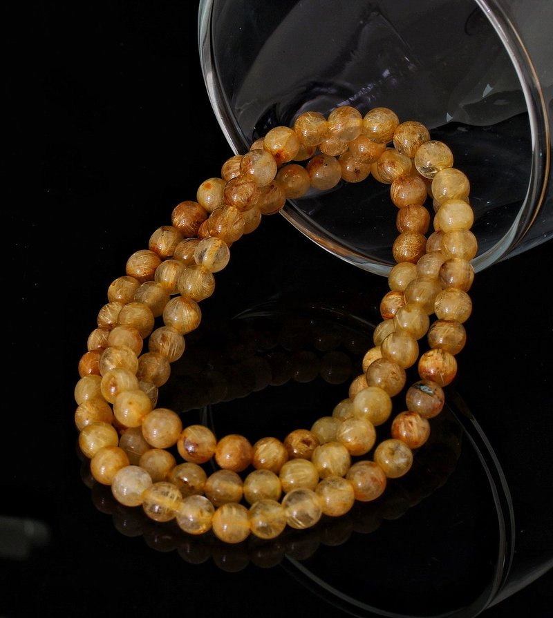 入門級金髮晶三圈 5.2mm 手鍊 ( Rutilated Quartz Bracelet ) - 手鍊/手環 - 水晶 