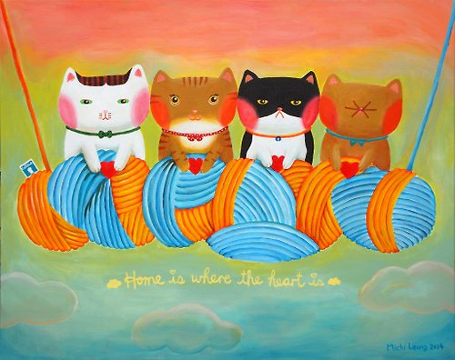 Cattitude 【Cattitude】 貓貓 油畫 畫作 訂購－溫馨家庭系列－F17