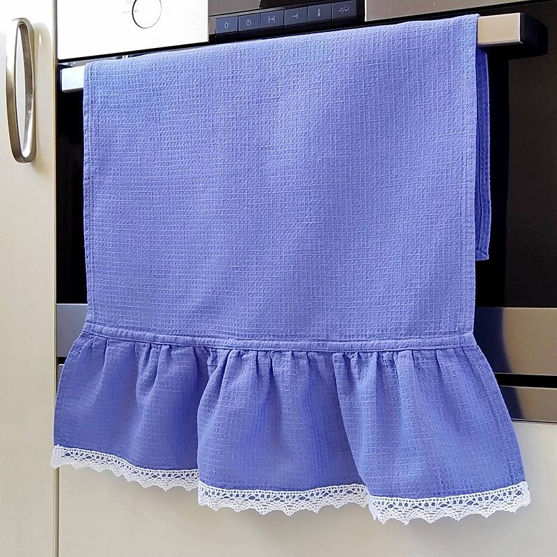 亞麻 毛巾/浴巾 藍色 - Organic kitchen towels blue, Waffle hand towels, Linen towels vs cotton, 環保禮品