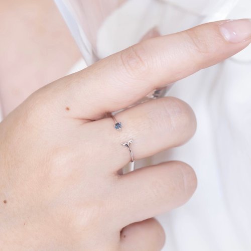 喜羊羊happy sheep jewelry 倫敦藍託帕石925純銀美人魚戒指 可調式戒指