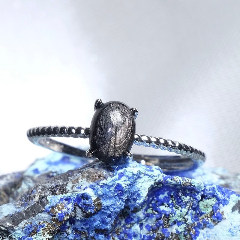金運石水晶戒指 天然晶石 招財 辟邪 能量礦石 - 戒指 - 水晶 黑色
