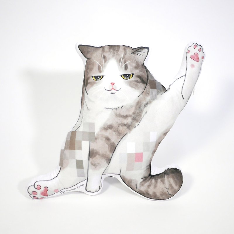 【花樣毛孩】貓抱枕 胖貓 貓伴 咕𠱸 虎紋白貓 性感 - 公仔模型 - 棉．麻 