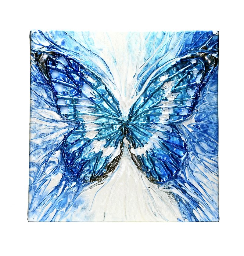 明るい女神の蝶/3D流体絵画 - ポスター・絵 - 塗料 ブルー