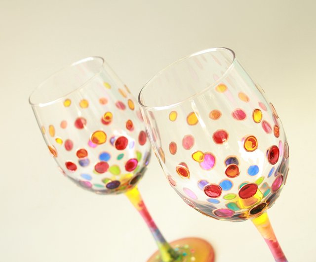 Tree of Life Wine Glasses Swarovski Crystals Retro Glasses hand Painted set  of 2 - Shop NeA Glass Bar Glasses & Drinkware - Pinkoi