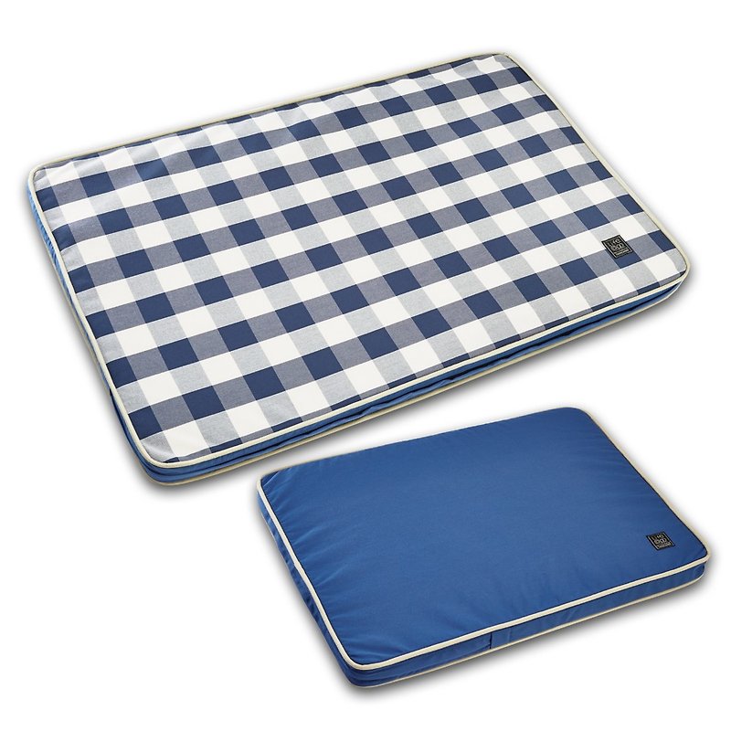 Lifeapp寵物緩壓睡墊大格紋款---L(藍白格) W110 x D70 x H5cm - 寵物床 - 其他材質 藍色