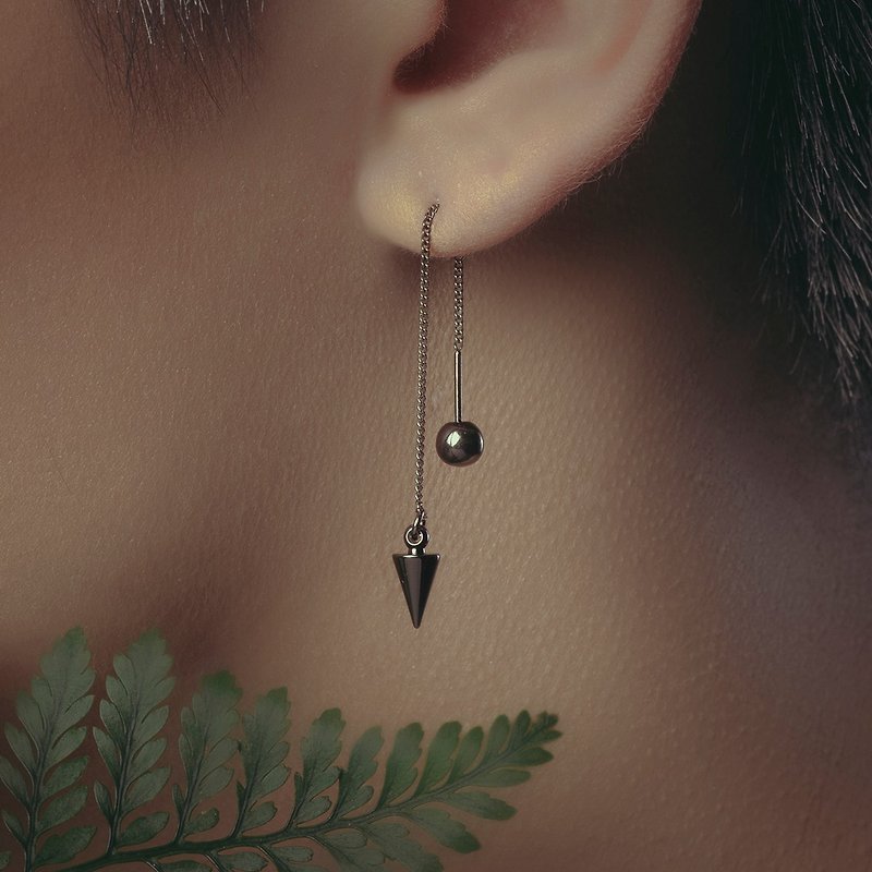 Alchemy Series – Triangle microscale * Dangle chain earrings