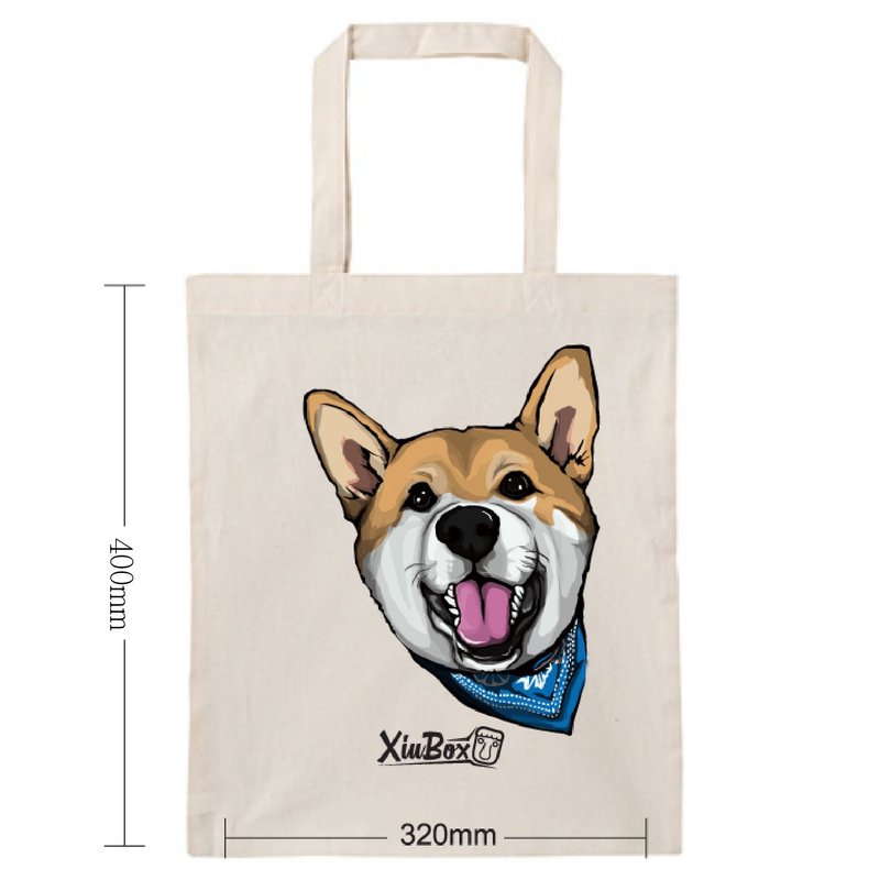 柴犬 狗 可愛 插畫 原創設計 環保袋 帆布袋 購物袋 手提袋 包包 - 手提包/手提袋 - 棉．麻 