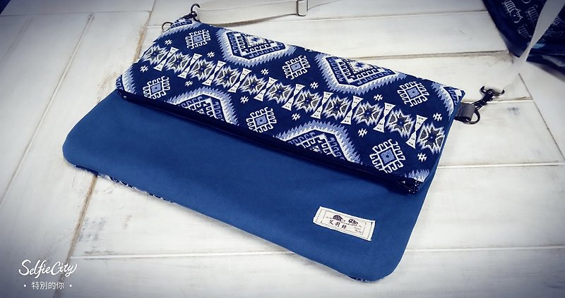 Blue Bohemian Folk Custom Totem Crossbody Bag - Messenger Bags & Sling Bags - Cotton & Hemp Blue