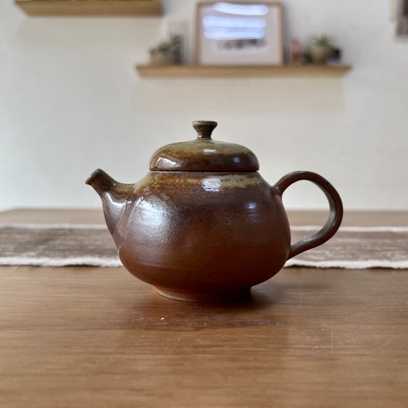 古畫 柴燒陶手工茶壺2 - 茶具/茶杯 - 陶 咖啡色