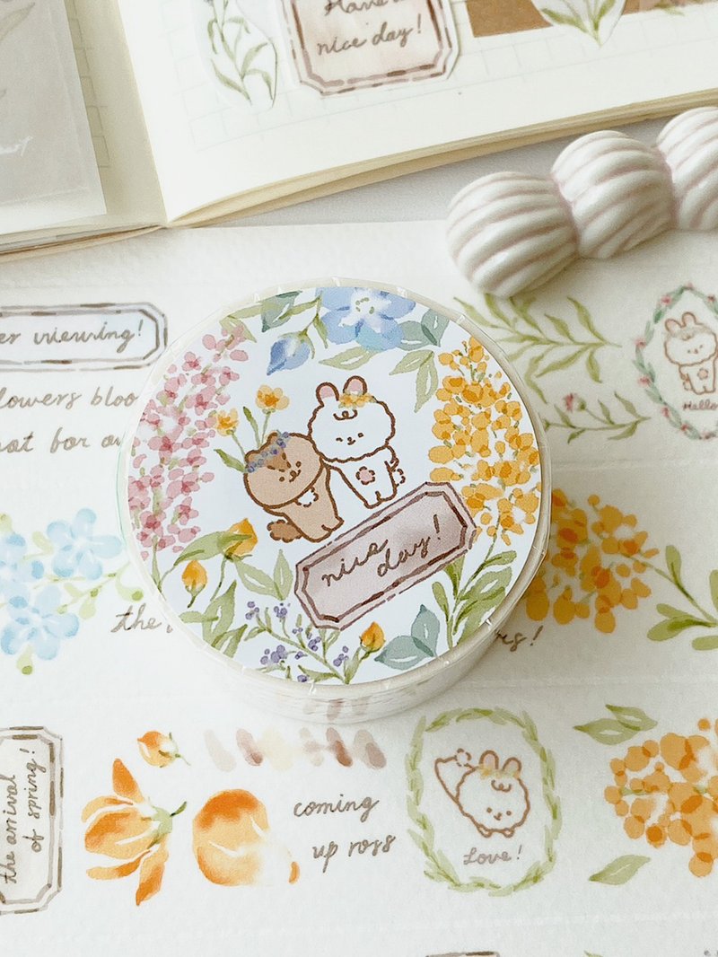 Soft flower stamp album third generation 3cm special ink and washi tape with release paper - Washi Tape - Paper Multicolor