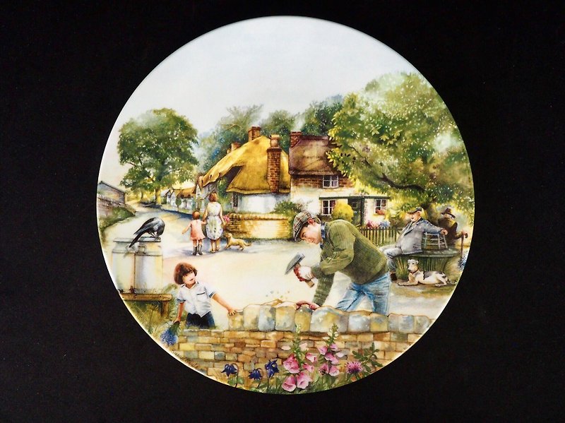 British porcelain Royal Doulton limited edition rural style decorative plate C - จานและถาด - เครื่องลายคราม 