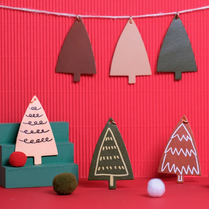 Christmas limited/Christmas tree DIY painting series - ของวางตกแต่ง - หนังแท้ สีเขียว