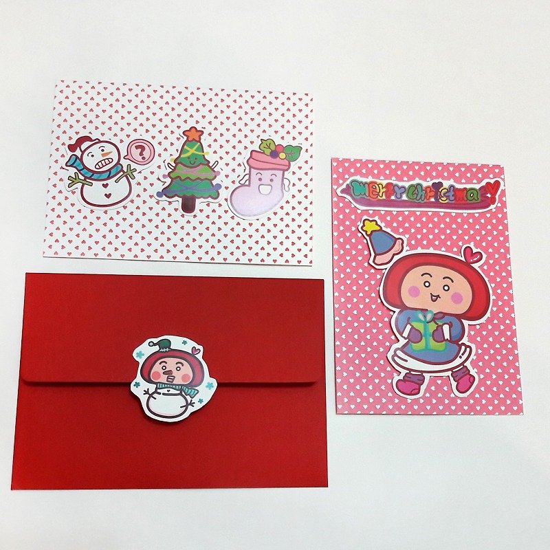 波波愛比 紫愛聖誕DIY創意貼紙卡片 桃您歡心2入組 桃紅款 聖誕市集 - 心意卡/卡片 - 紙 紫色