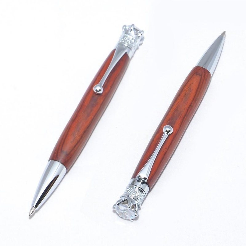 Wooden Ballpoint Twist Pen with a Crown (Cocobolo, Chrome plating) CJ-C-CO - Other Writing Utensils - Wood Brown