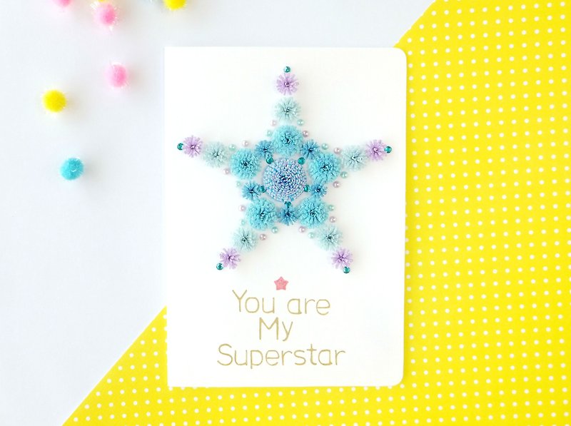 Hand made decorative cards-You are my superstar - การ์ด/โปสการ์ด - กระดาษ สีน้ำเงิน