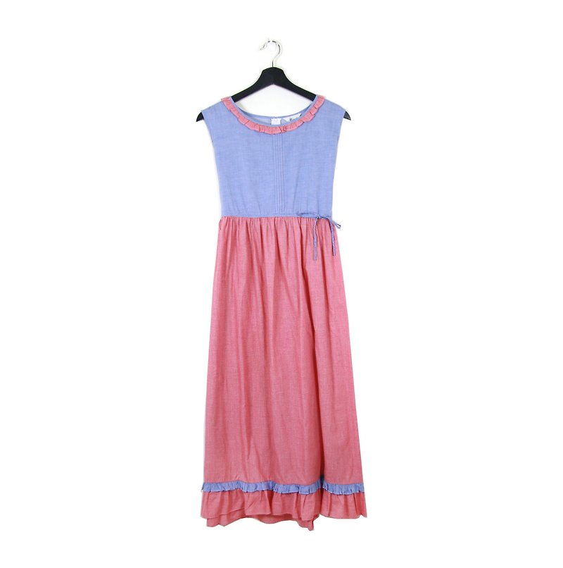 Back to Green :: Macaron curly petals tie waist // // vintage dress (OPD-17) - One Piece Dresses - Cotton & Hemp Pink