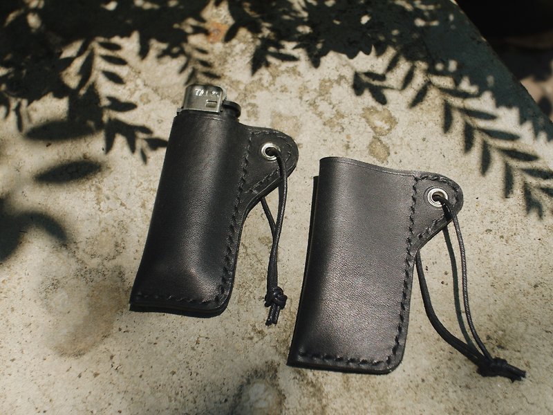 A Lighter Leather Cover ( Black color ) - Camping Gear & Picnic Sets - Genuine Leather Black