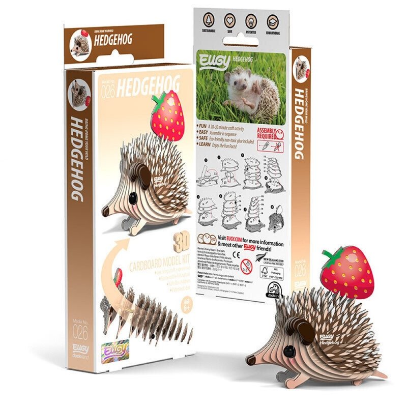 EUGY 3D Cardboard Kit Set Model - 026 Hedgehog - Puzzles - Paper Brown