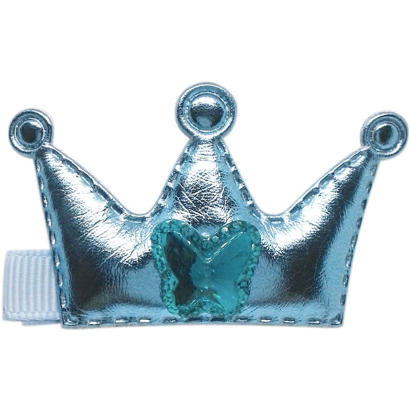 Cutie Bella Crown Hairpin Full Covered Fabric Handmade Hair Accessories Crown Zircon-Blue - เครื่องประดับผม - เส้นใยสังเคราะห์ สีน้ำเงิน