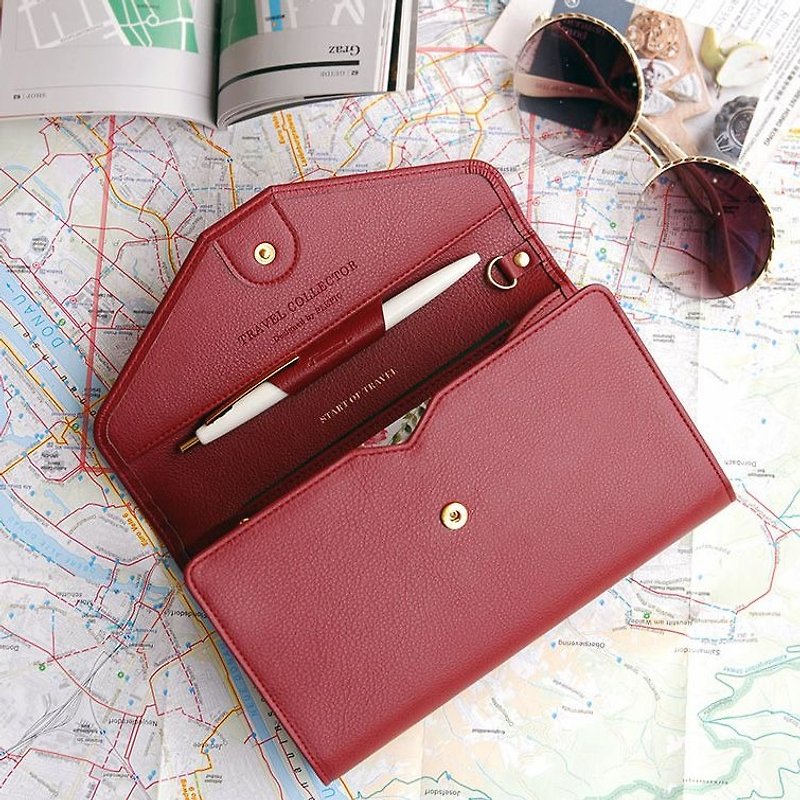 PLEPIC 旅行收藏家護照信封包-博根地紅,PPC93082 - 長短皮夾/錢包 - 人造皮革 紅色