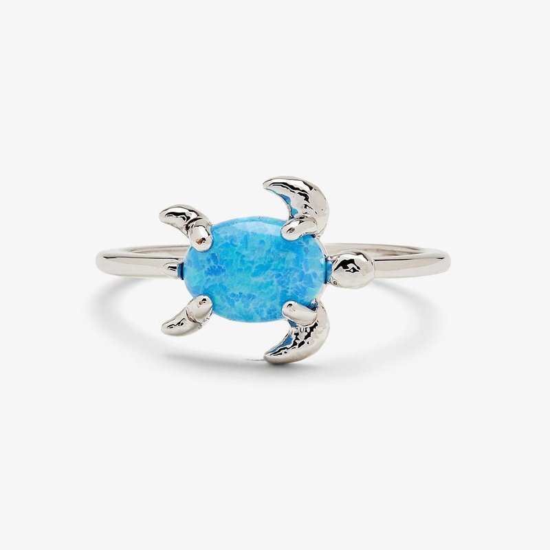 Pura Vida 美國手工 SEA TURTLE 銀色蛋白石海龜戒指 - 戒指 - 其他金屬 銀色