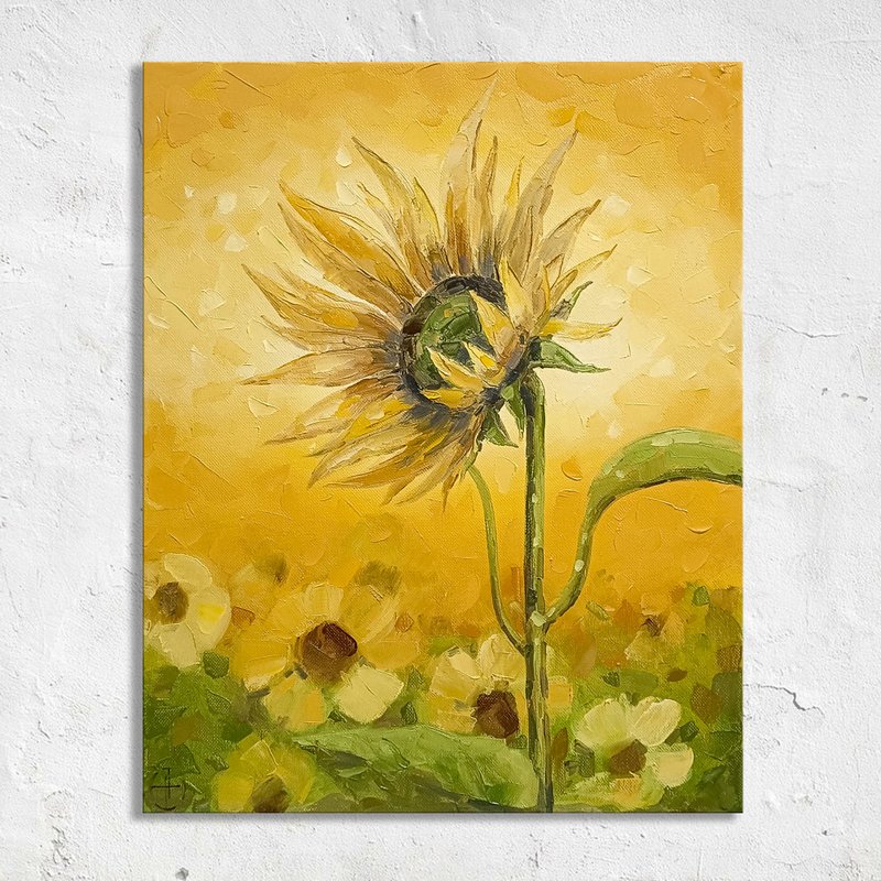 Wildflowers Painting Cornflowers Oil Painting Countryside Landscape by Nadya Ya - 海報/掛畫/掛布 - 其他材質 黃色