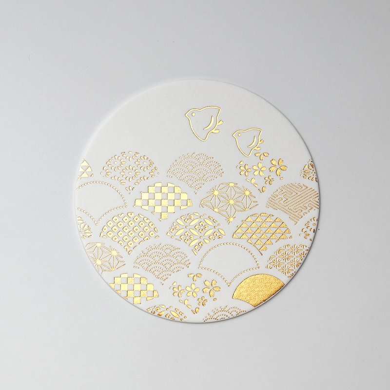 餐具 杯墊 小紋青海波 3入 - 杯墊 - 紙 金色