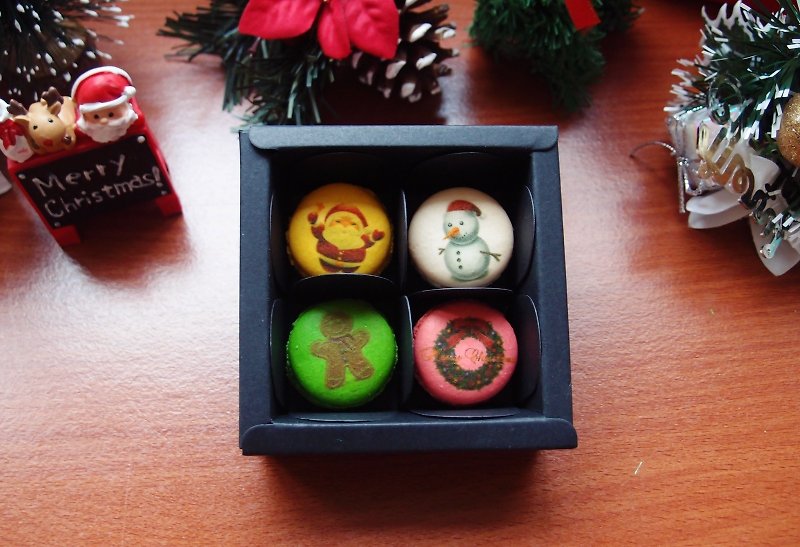 [Le] Christmas gift exchange Christmas mini macarons (4 / box) - เค้กและของหวาน - อาหารสด 
