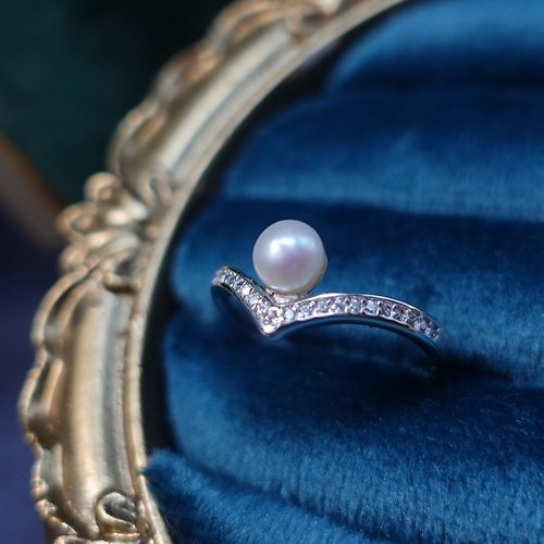 NOW jewelry 大海的珍禮 天然珍珠 天然珠光 公主皇冠設計 純銀戒 氣質 禮物
