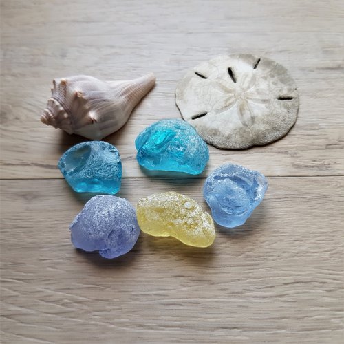 シーグラスアートNo.146.147  モモ様確認用 Seagulls - Unique Pebble Art & Sea Glass Picture - Framed