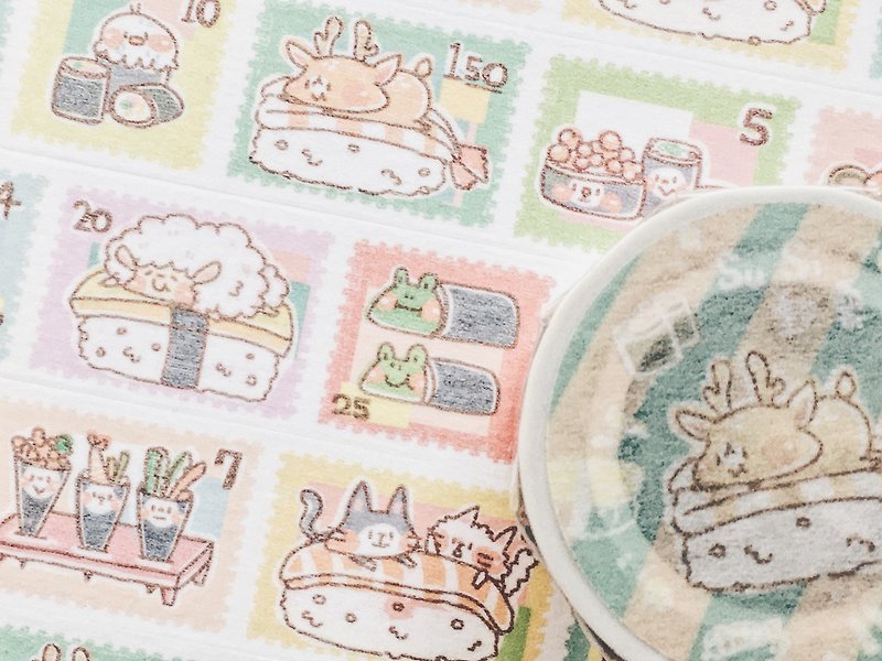 壽司郵票 可愛的動物郵票紙膠帶 by 謝狗狗 - 紙膠帶 - 紙 多色