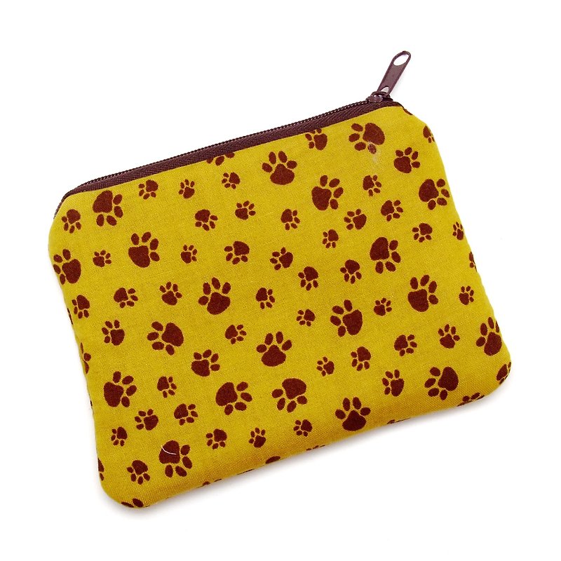 Zipper pouch / coin purse (padded) (ZS-188) - กระเป๋าใส่เหรียญ - ผ้าฝ้าย/ผ้าลินิน สีทอง