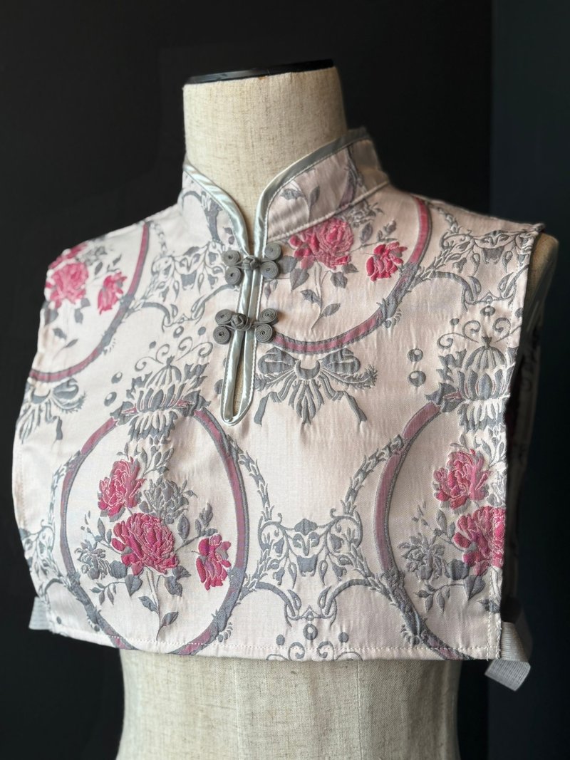 チャイナカラーつけ衿　/ホワイトローズ - 旗袍/改良式旗袍 - 聚酯纖維 灰色