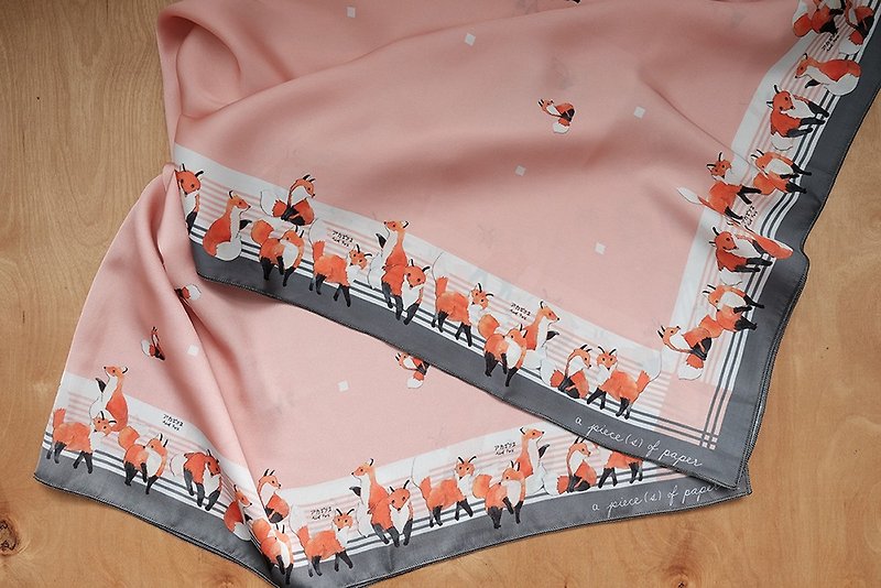 SCARF : Baby Fox - 絲巾 - 聚酯纖維 粉紅色