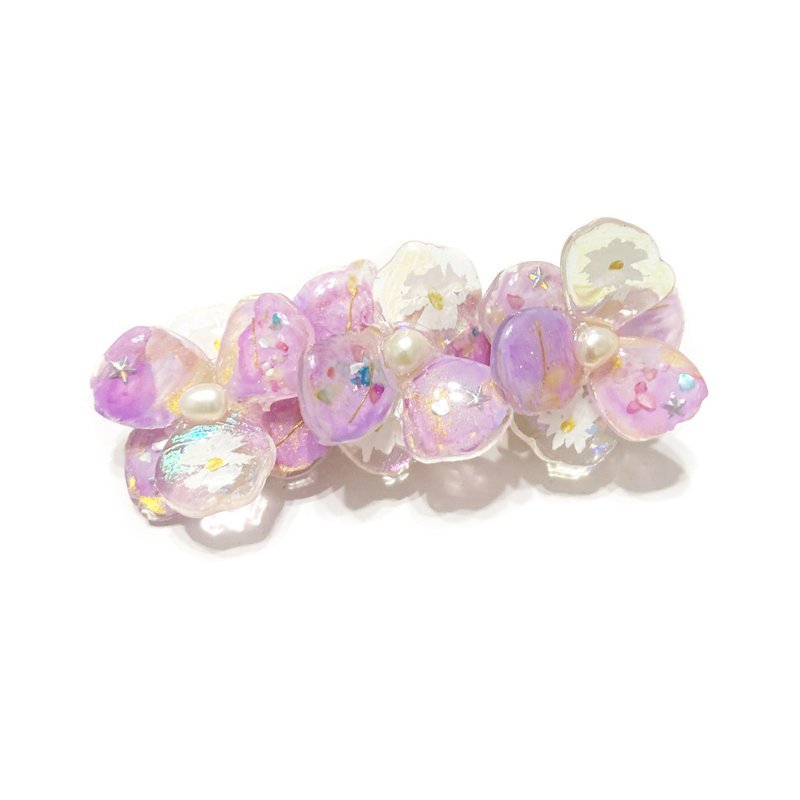 Japanese resin pink colorful shell watercolor hand-painted flower hairpin. Hair - เครื่องประดับผม - เรซิน สึชมพู