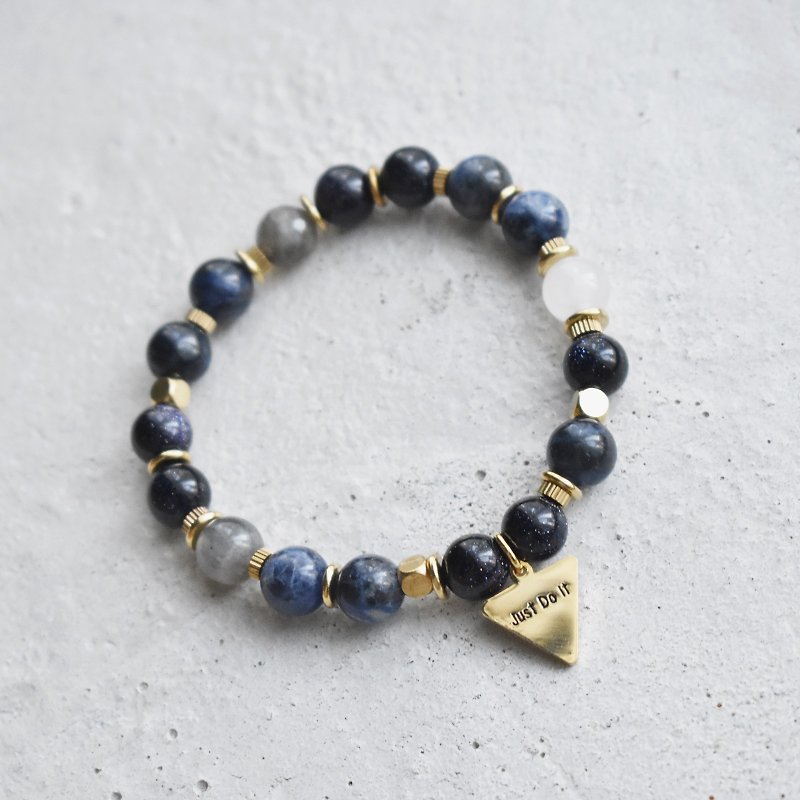 ZHU. handmade bracelet | blue night view on winter lake (Christmas gift / couple / natural stone / male) - Bracelets - Stone 