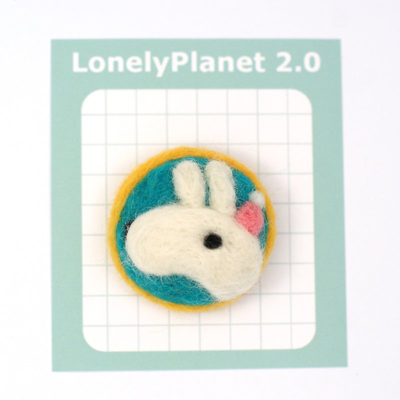 【ロンリープラネット2.0]羊毛フェルト - 小さなウサギのブローチ/ヘアピン - 手袋 - ウール グリーン