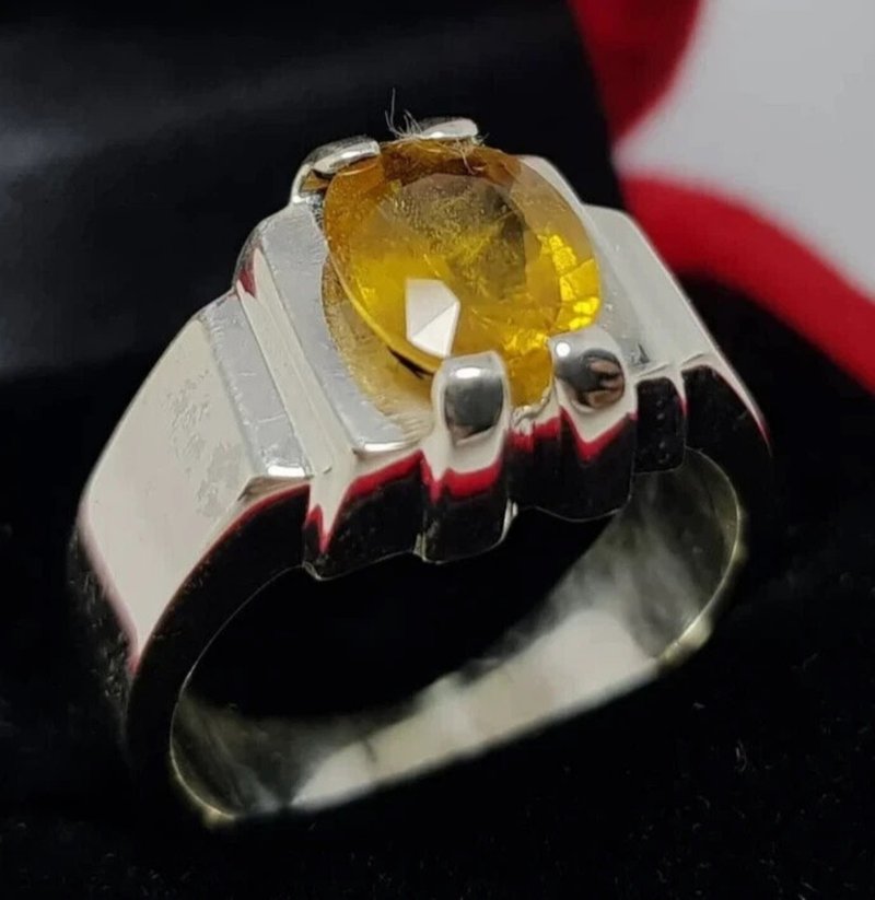 Unheated untreated Natural Yellow sapphire ring Ceylon Sri lanka Pukhraj gifts - 戒指 - 寶石 黃色